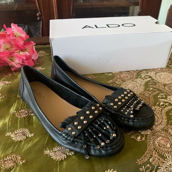 Aldo Black Studded Flats - Picture 2 of 11